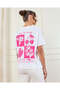 Women White Printed Oversized T-Shirt