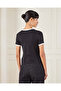 Women Black Printed Rib T-Shirt - 3