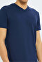 Navy V-Neck Regular Fit T-Shirt - 4