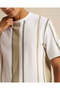 Men Beige Striped T-Shirt - 4