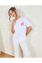 Women White Printed Oversized T-Shirt - 5