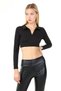 Women's Black Polo Neck Knitted Crop Top - 3