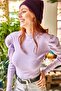 Women's Lilac Princess Sleeve Lycra Blouse BLZ-19001595 - 4