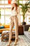 Women's Mink Belted Pocket Stitched Carrot Trousers PNT-19000134