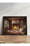 Fireplace Temperature One Piece Black Wooden Framed Painting - 2