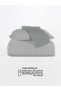 Striped %100 Cotton Ranforce Yezra Dark Gray Yarn Dyed Duvet Cover Set Single - 160X220 cm - 5