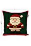 Punch-Looking Santa Claus Patterned Green and Red Christmas Themed Digital Printed Throw Pillow Cover - 2