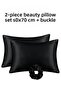 Pillowcase That Reduces Hair Breakage, 2 Pieces, 50X70Cm, 1 Piece with Satin Buckle, Black