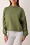 Haki Oversize/Geniş Kalıp Dik Yaka Kalın İçi Polarlı Örme Sweatshirt TWOAW26SW00205 - 3