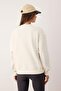 Ekru Oversize/Geniş Kalıp Dikiş Detayı Kalın İçi Polarlı Örme Sweatshirt TWOAW26SW00204 - 4