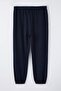 Lacivert Loose Jogger Dökümlü Yumuşak Tuşeli Örme Büyük Beden Eşofman Altı TBBAW25AJ00003 - 8