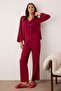 Bordo Düğmeli Viskon Dokuma Pijama Takımı THMAW26PT00147 - 2