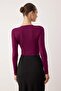Plum Knitted Lace Collar Detailed Bodysuit Tpraw25Bd00007 - 4