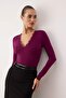 Plum Knitted Lace Collar Detailed Bodysuit Tpraw25Bd00007 - 2
