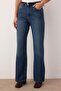 Koyu Mavi Kemerli Yüksek Bel Wide Leg Jeans TWOAW26JE00253