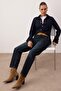 Koyu Mavi Yüksek Bel Straight/Düz Paça Jeans TWOAW26JE00182 - 2