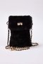 Black Faux Fur Crossbody Women's Shoulder and Phone Bag Takaw26Oc00083