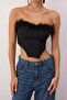 Black Crop Lined Otrişli Woven Bustier Tprss22Bs00018 - 3