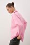 Pembe Pamuklu Oversize Geniş Kalıp Dokuma Gömlek TWOSS22GO0669 - 3