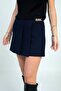 Women's Chain Detailed Crepe Shorts Skirt - 3