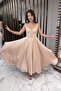 Women's Strappy Back Drawstring Corset Satin Flared Midi Dress Slim Fit - 2