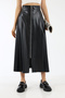 Women's Black Faux Leather Mevlana Skirt Long Front Zipper Flared - 3