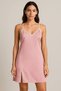 Satin Short Nightgown with Slit and Cross Straps on the Back Low-Cut Satin - 2