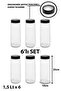 6 Pieces Mega Size Long Upright Translucent Lid Striped Glass Jar Set 1500ml Food Storage Container - 2
