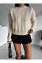Crew Neck Intermediate Length Hair Knitted Women's Sweater - 6