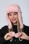 Pink Faux Fur Plush Women's Beanie Hat with Headphones - 3