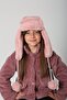 Pink Plush Fur Girl's Beret Hat with Earmuffs and Pompom - 7