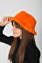 Orange Soft Textured Plush Bucket Girl's Hat - 2