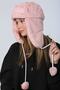 Pink Faux Fur Plush Women's Beanie Hat with Headphones - 5