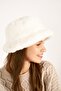 Ecru Soft Textured Plush Bucket Women's Hat - 3