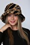 Soft Textured Camel Zebra Plush Bucket - Women's Hat - 5
