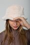 Beige Soft Textured Plush Bucket Women's Hat - 6