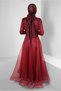 PUL PAYET EMBROIDERED ORGANZE EVENING DRESS 50371 - 3