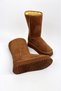 Tan Suede Long Boots with Fur Lining Inside, Thick Sole Women's Boots - 6