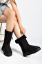 Black Suede Long Boots Uk Fur Lined Thick Sole Women's Boots - 2