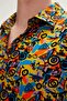 Bi-face Shirt Yellow Short Sleeve Printed Men's Shirt - 5
