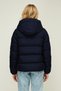 Navy Blue Women's Lined Water-Repellent Windproof Warm Fiber-Filled Winter Inflatable Coat - 7