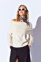 Stone Soft Textured Open Shoulder Madonna Collar Women's Sweater |   Ek100539428 - 6