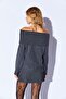 Soft Textured Open Shoulder Madonna Collar Women's Sweater Anthracite |   Mkw539428-01 - 5