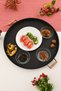 London 57 cm Black Presentation Metal Serving Tray Set Breakfast Wooden Handle Treat Tray