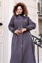 Fur Collar Waist-Tie Coat Gray 19269 - 2