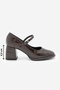 Women's Loafer Thin Strap Casual Thick Classic Heeled Shoes Vikas Brown Croco - 8