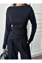 Black Shoulder Detail Gathered Modal Set - 4