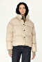 Women's Beige Windproof Water Resistant Filled Coat