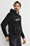 Text Embroidered Kangaroo Pocket Hooded Fleece Sweatshirt Hoodie
