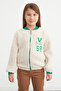 Embroidered Zippered Plush Unisex Children's College Coat - 2